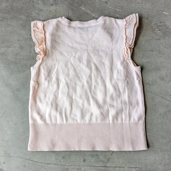 LOFT Pastel Pink Eyelet Ruffle Sleeve Knit Top - Picture 9 of 9